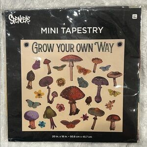 Spencer's Colorful Mushroom and Butterfly Grow Your Own Way Tapestry new